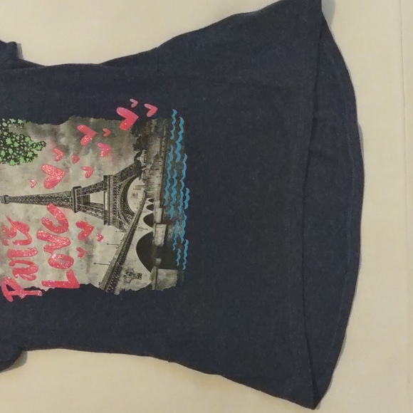 Little Girls Paris love France tee Eiffel tower size S Hanes grey lightweight - Picture 4 of 5